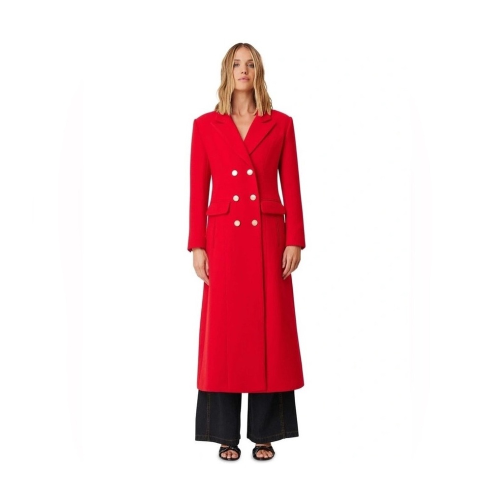 Elliatt Vibrant Red Long Coat Double breasted gold buttons NWOT quiet luxury - Picture 6 of 15